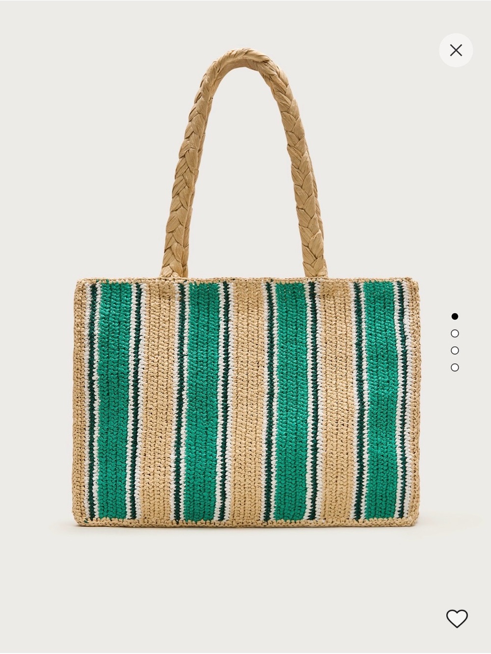 J. Crew Striped Handknotted Straw Tote - Green, Tan, White, Black - Picture 2 of 3